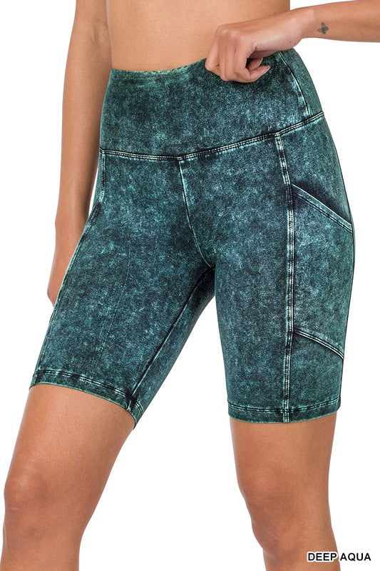 Mineral Wash Biker Shorts (S-XL)