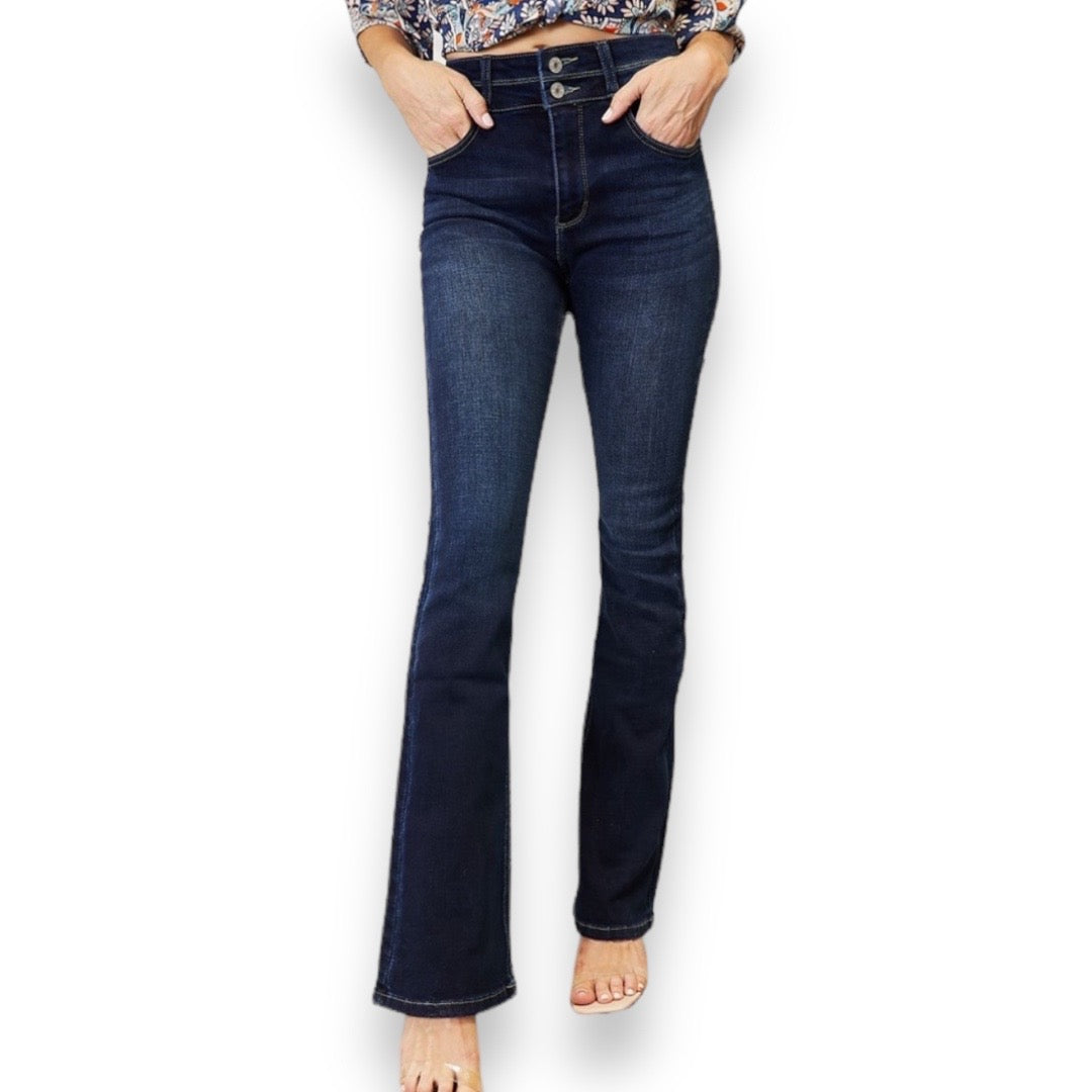Double Button Bootcut Jeans (7-22W)