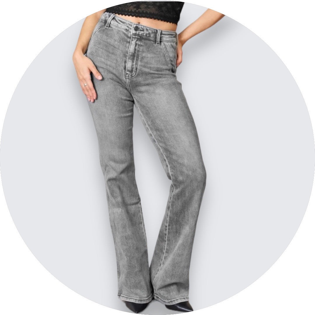 High Waisted Slim Flare Jeans (1-15)