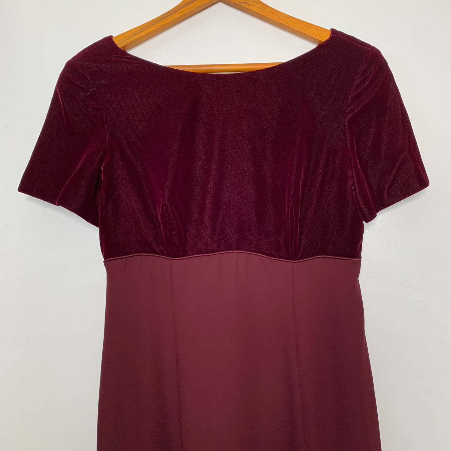 VINTAGE red velvet full length side slit formal gown SZ 8