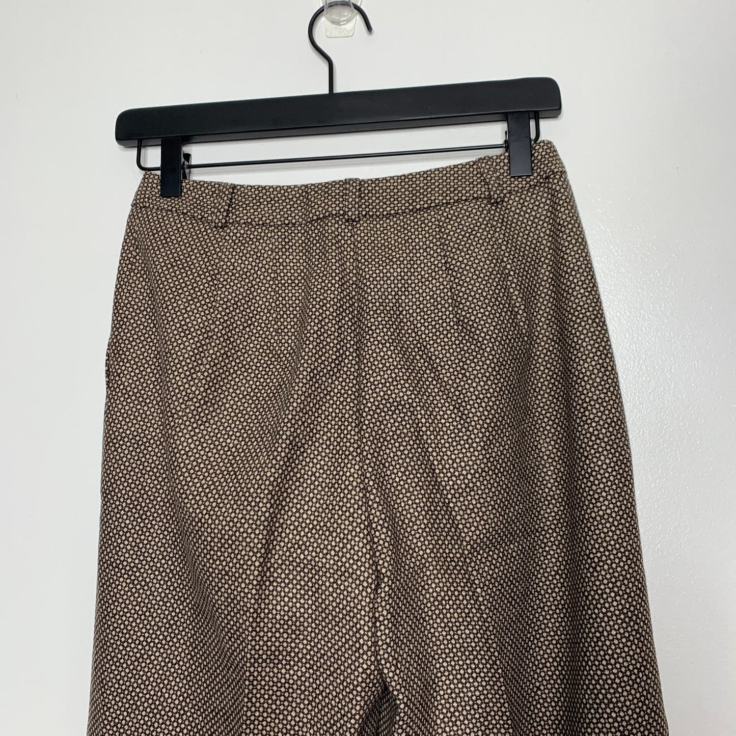 VINTAGE 90s brown printed tweed wool blend trouser pants SZ 2