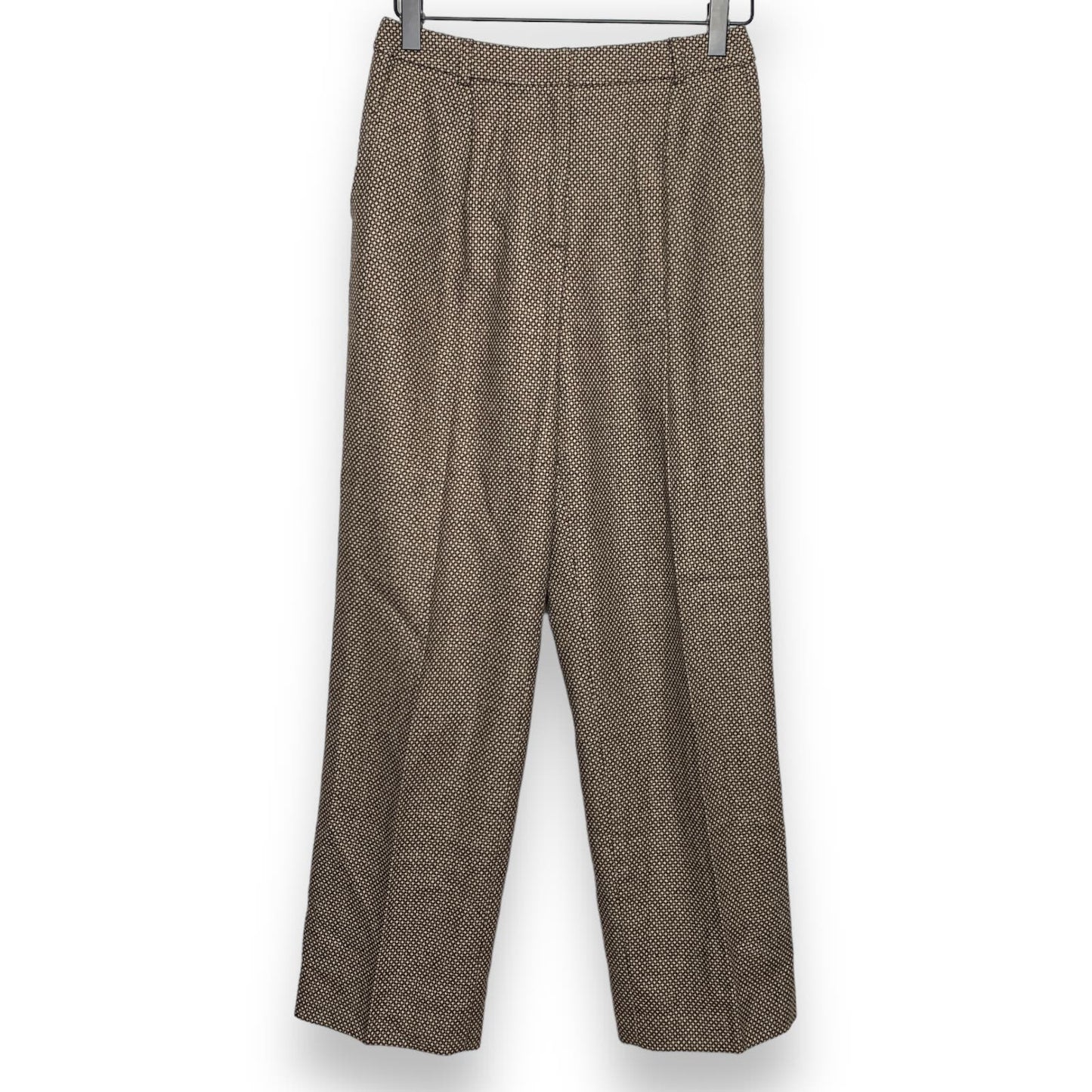 VINTAGE 90s brown printed tweed wool blend trouser pants SZ 2