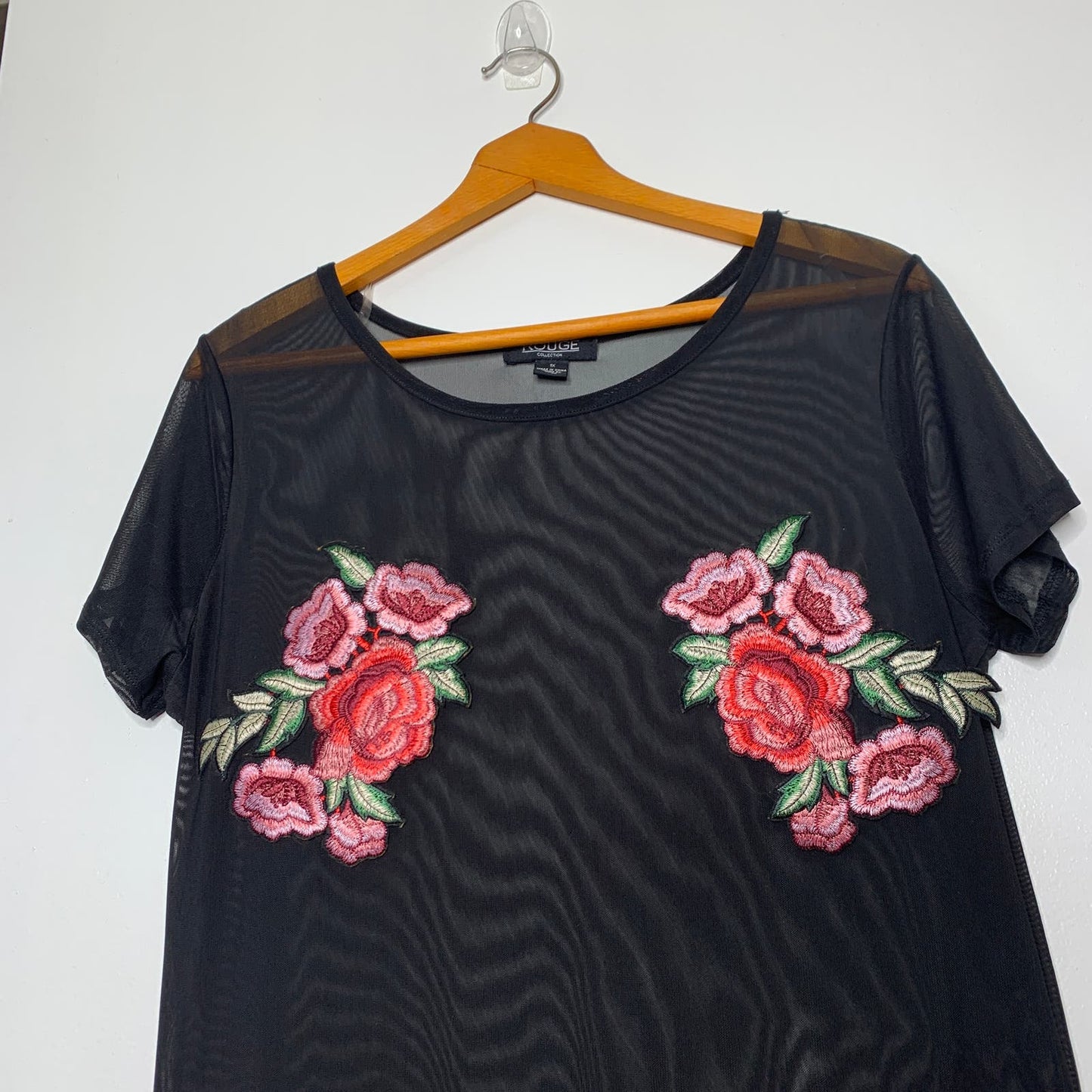 Black sheer mesh rosette dress SZ 1X