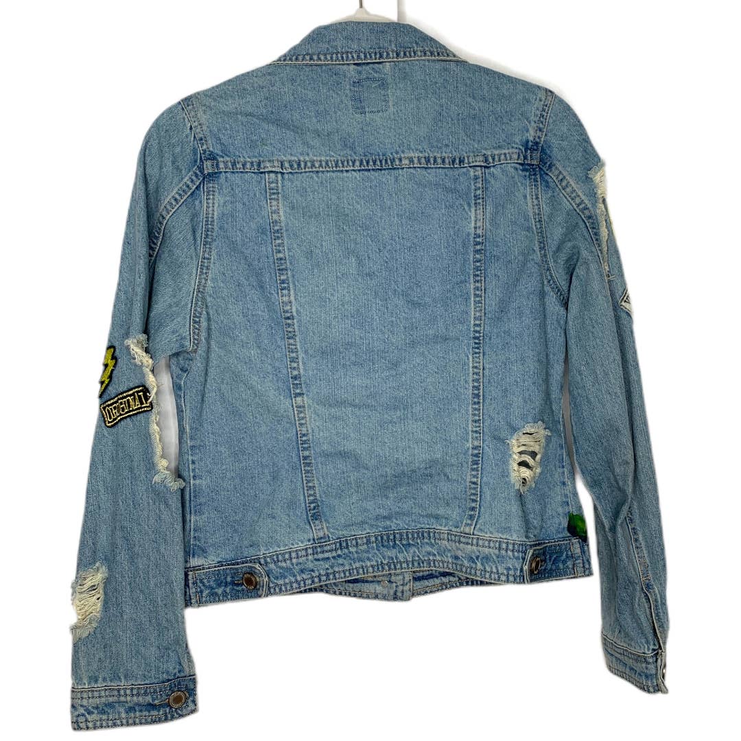 Y2K style distressed denim jean jacket SZ M