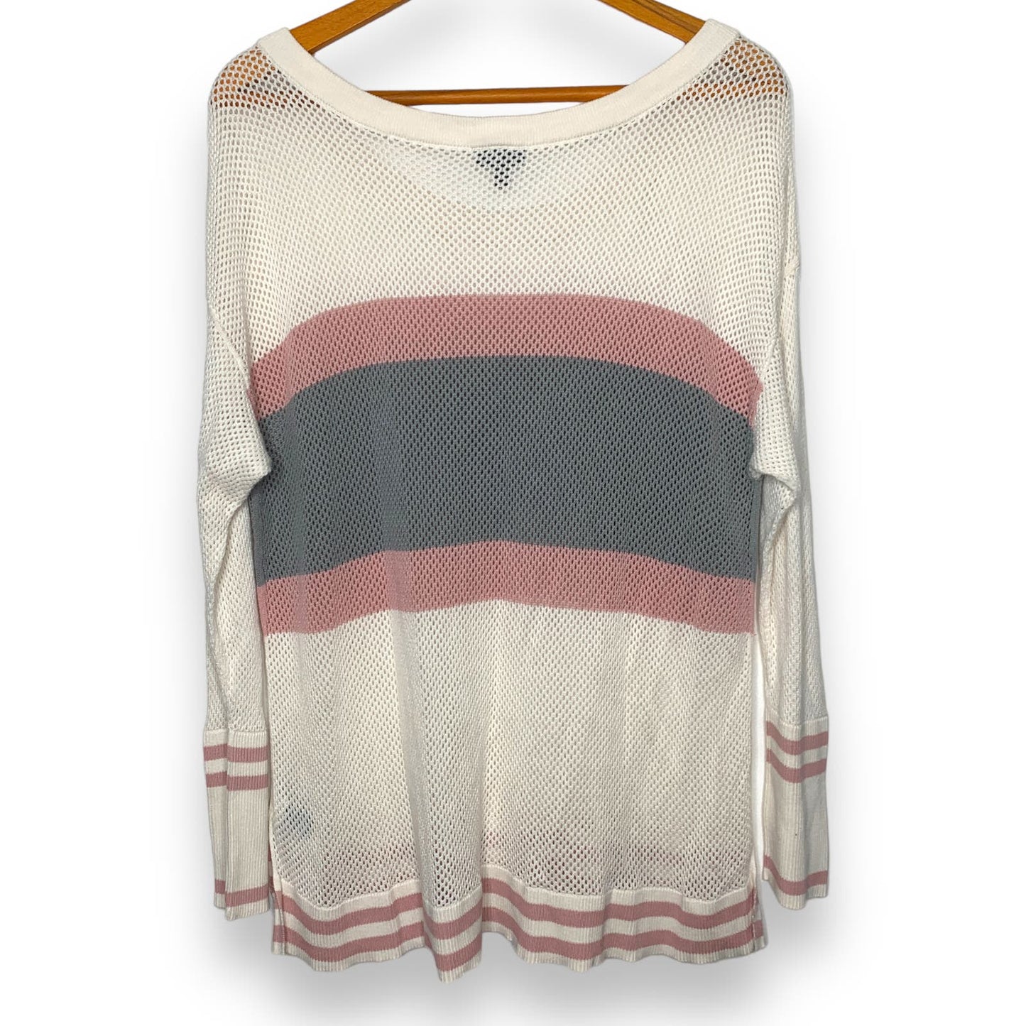 Striped lightweight mesh open knit sweater SZ 1X