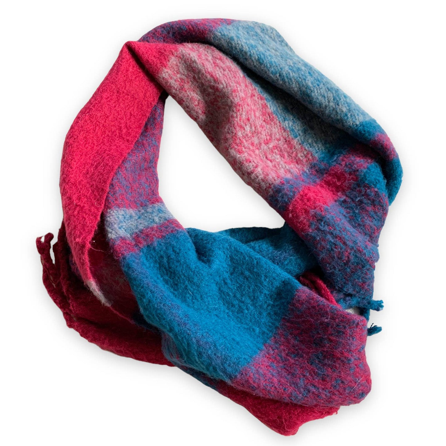 Plaid fringed blanket scarf
