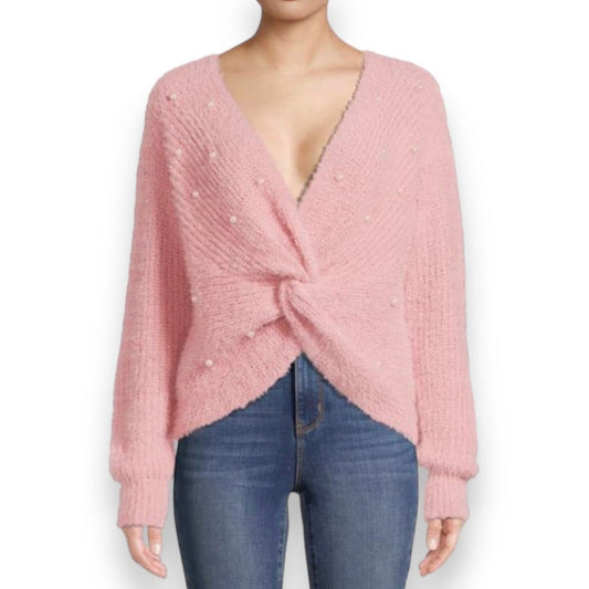 NWT blush pink twist front pearl sweater SZ 3X