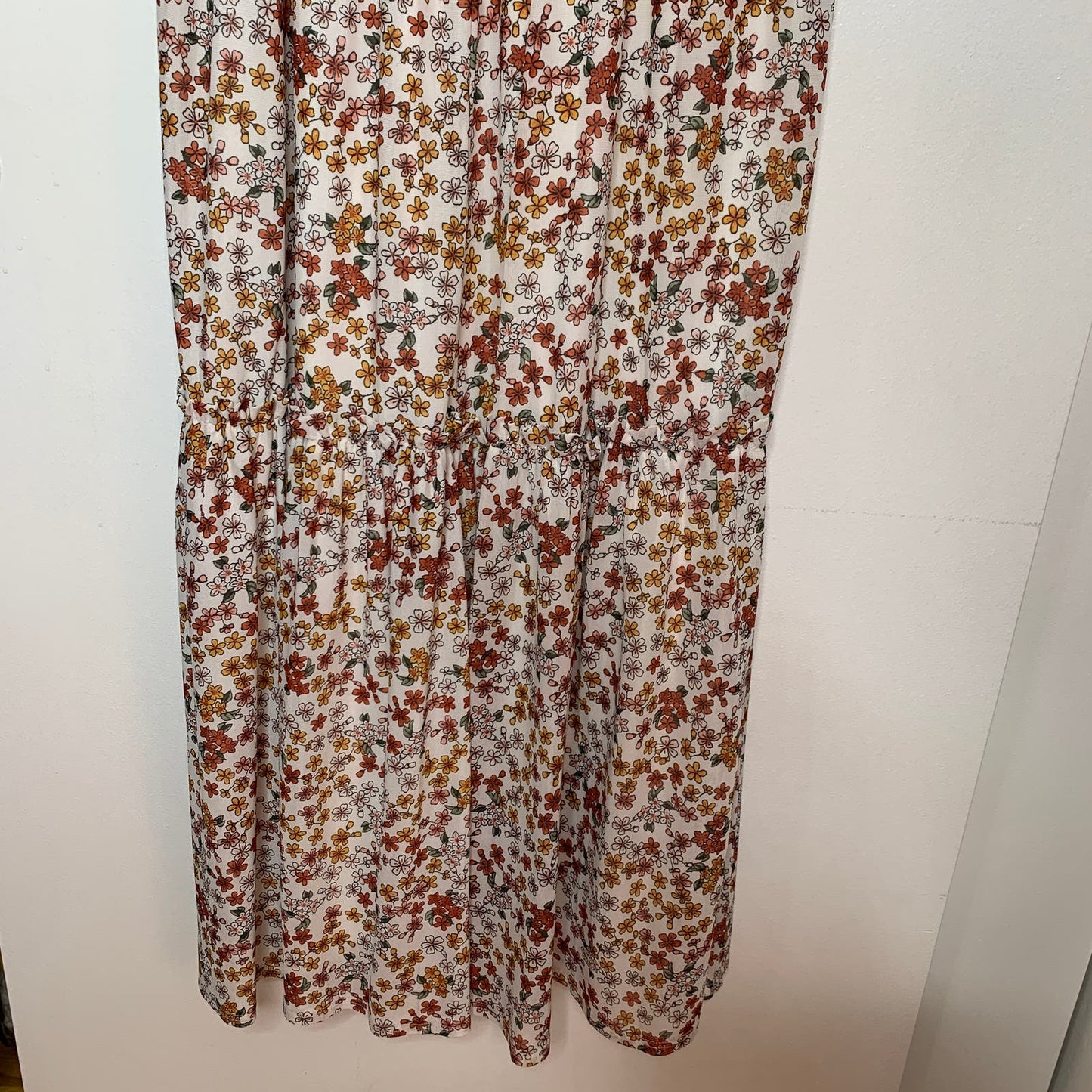 NWT microfloral tie front tiered maxi dress SZ XL