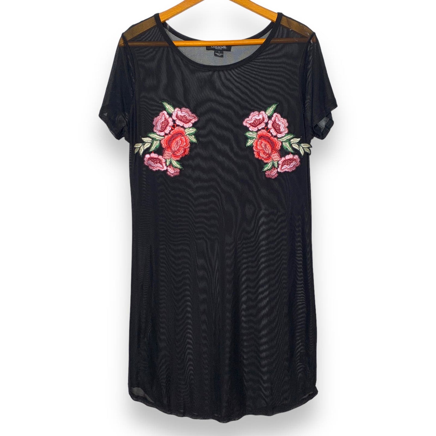 Black sheer mesh rosette dress SZ 1X
