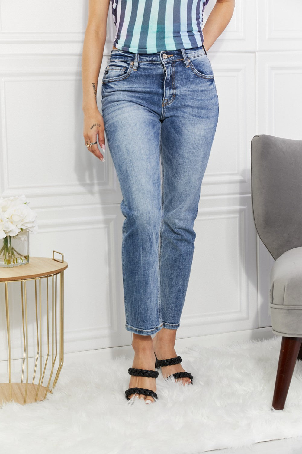 Amara High Rise Slim Straight Jeans (9-22W)