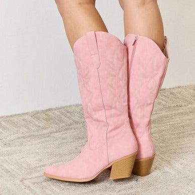 Pastel Pink Knee High Cowboy Boots (6-10)