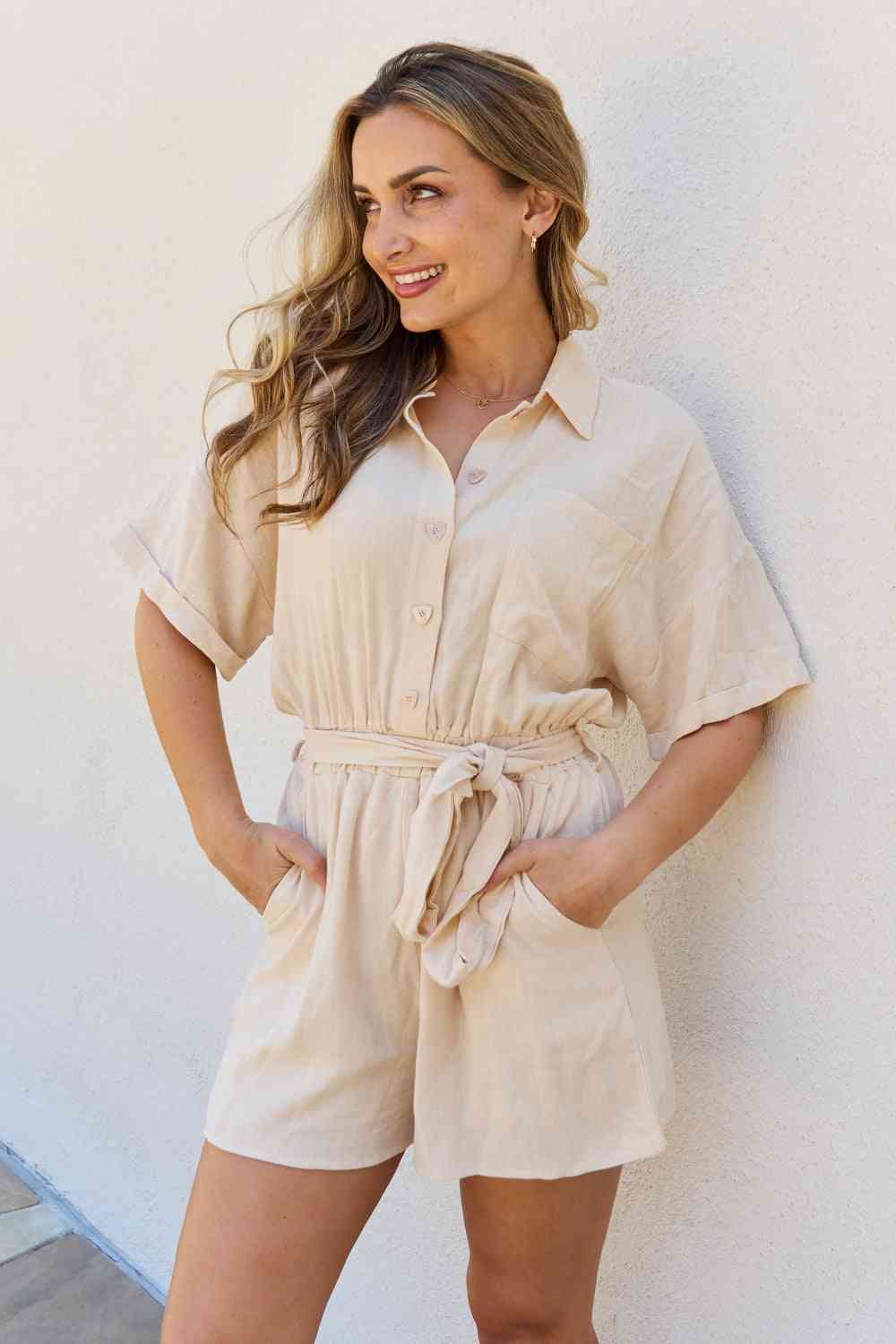 At Her Best Button Down Romper (S-3X)