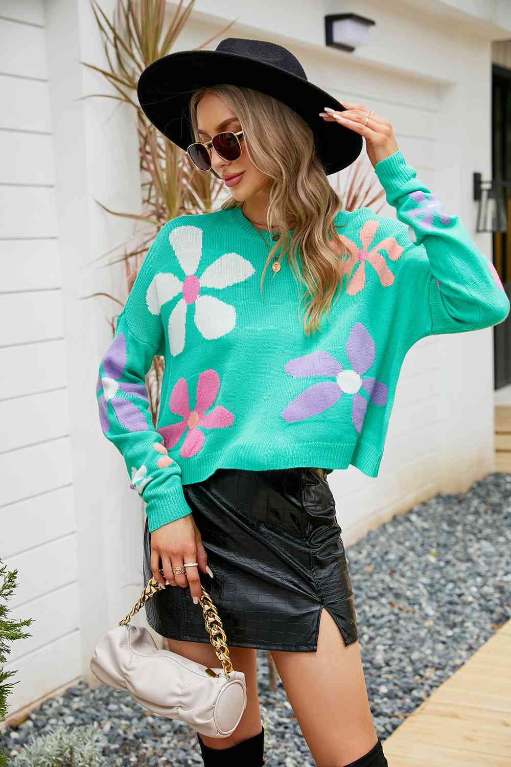 ANGIE Y2K Flower Print Sweater