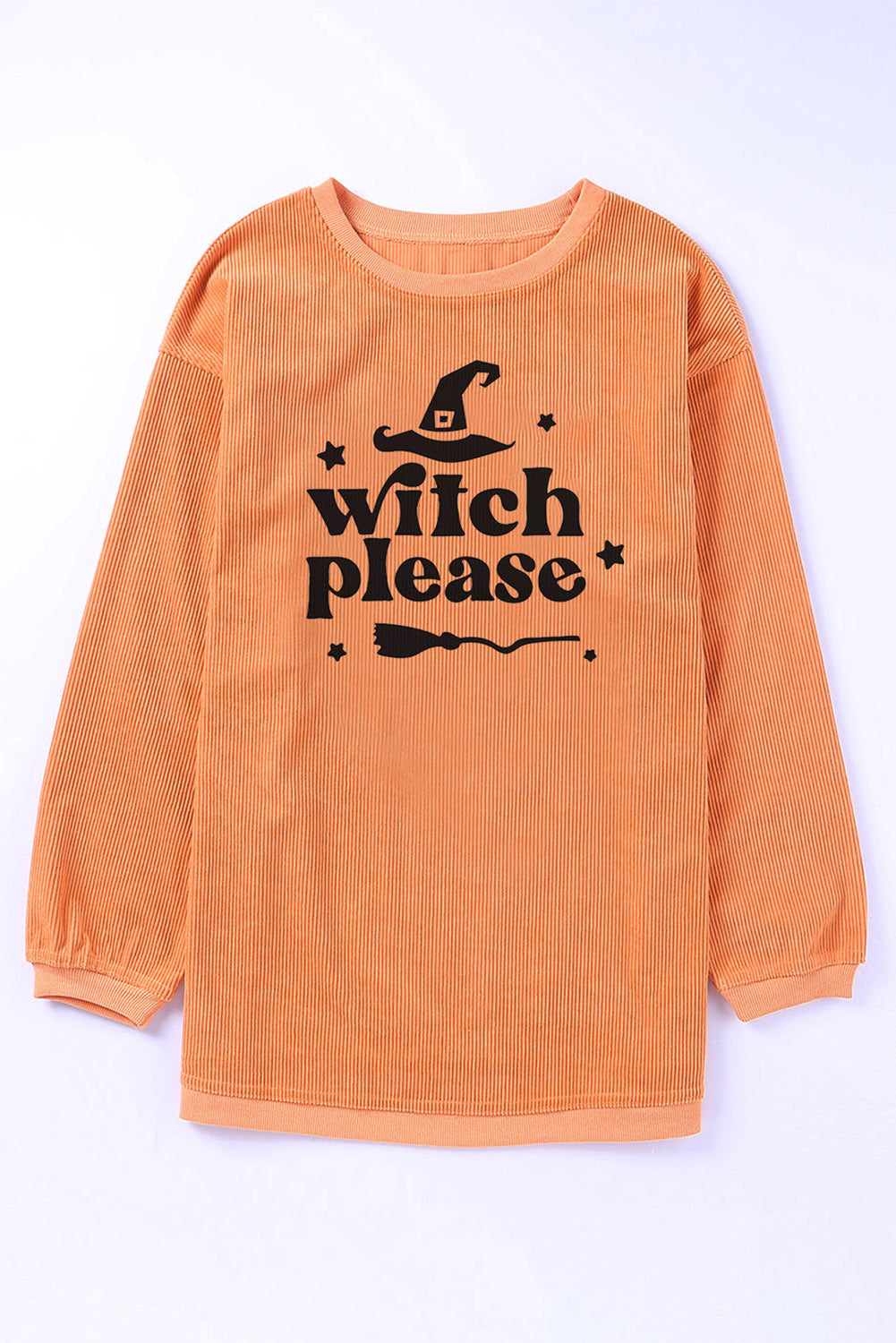 WITCH PLEASE Graphic Ribbed Sweatshirt