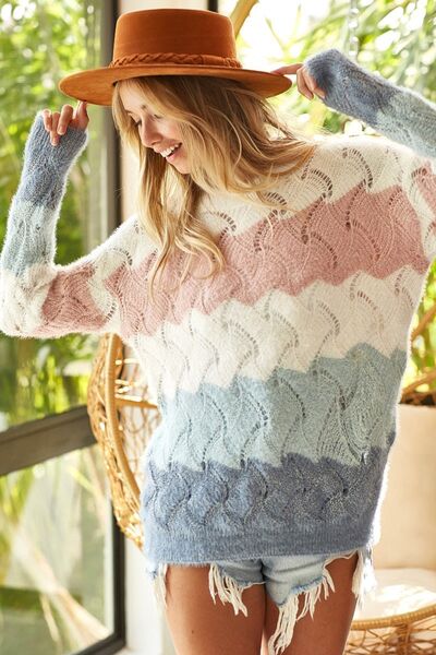 Karelly Crochet Knit Pastel Sweater (S-XL)
