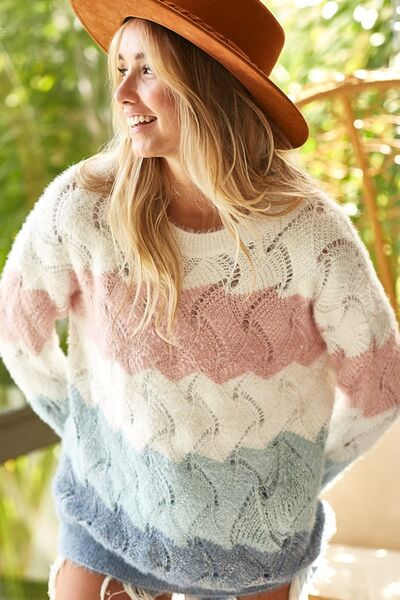 Karelly Crochet Knit Pastel Sweater (S-XL)