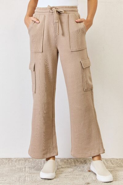 Maisie Sand Cargo Pocket Wide Leg Pants (S-XL)