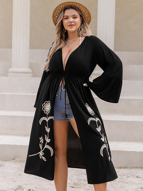 DAISY Embroidered Duster Cardigan (0X-3X)