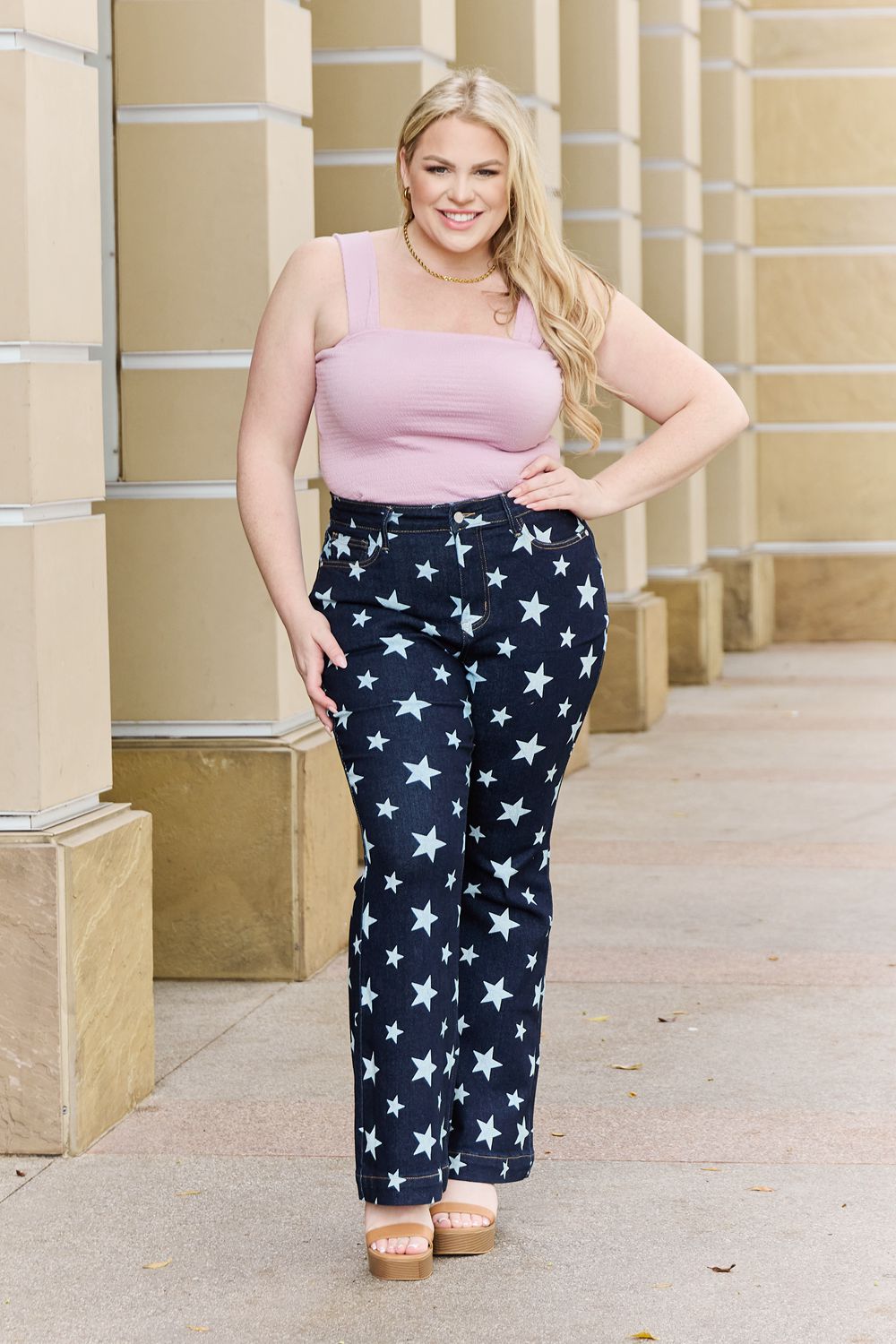 Janelle Star Print Flare Jeans (7-24W)