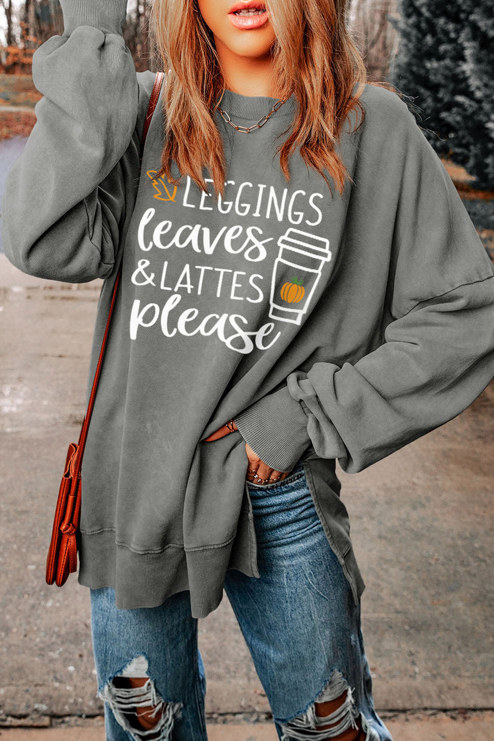 LEGGINGS LEAVES LATTES Graphic Sweatshirt