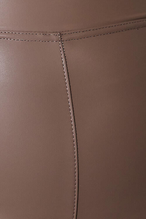 High Waisted Leather Leggings in Mocha (S-3X)