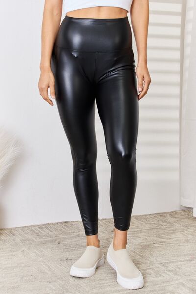 High Waisted Faux Leather Leggings (S-XL)