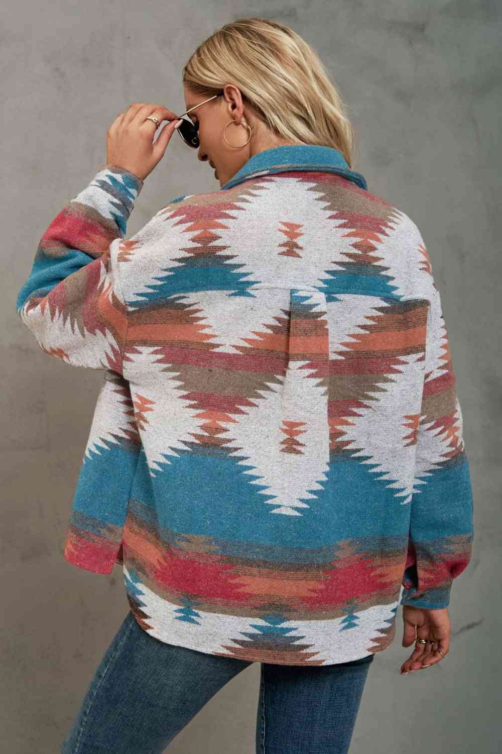 XOCHITL Oversize Woven Aztec Shirt Jacket (S-2X)