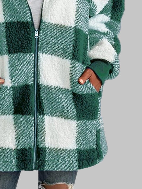 ASPEN Plaid Zip-Up Fleece Hooded Jacket (S-2X)