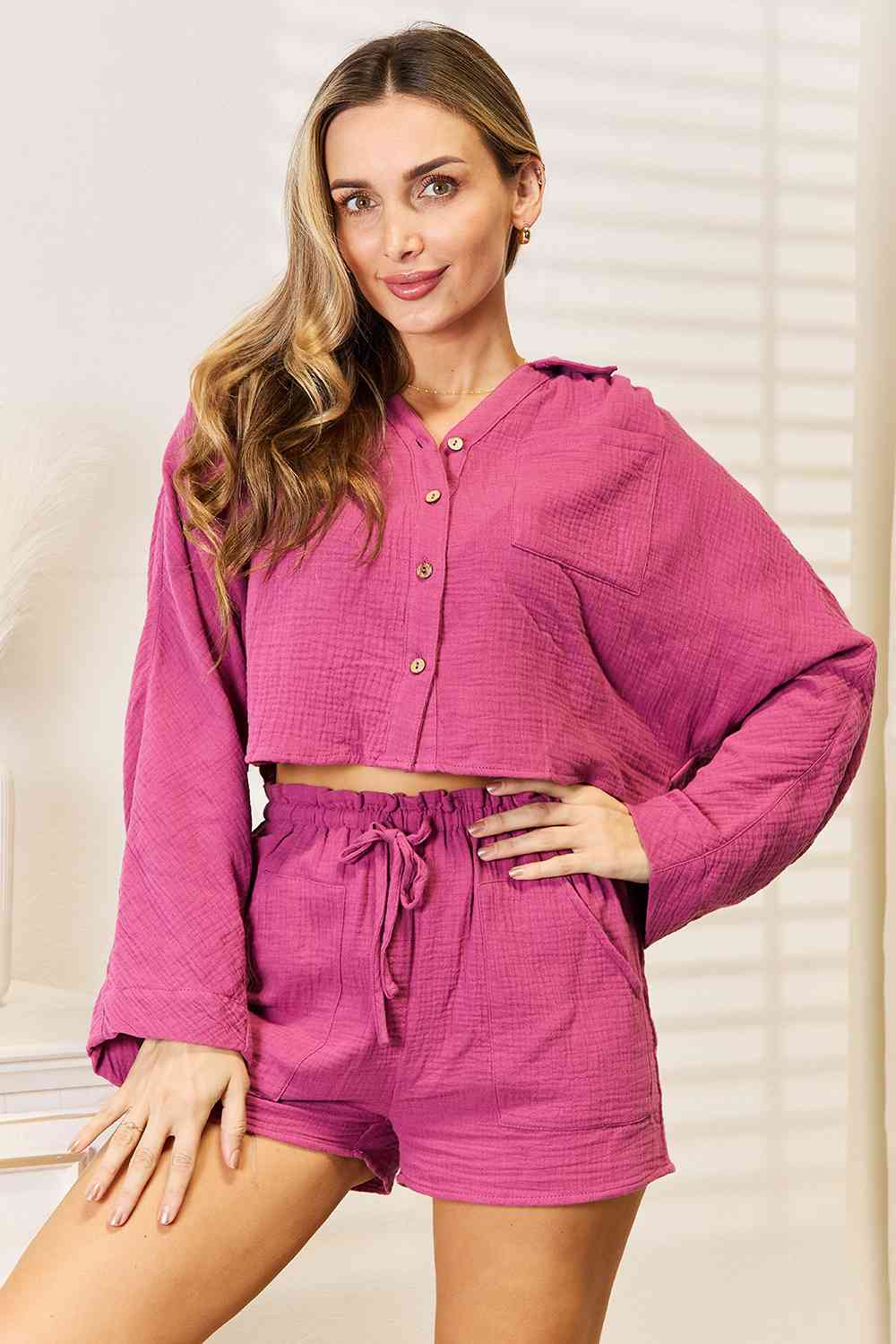 MISS FLO Matching Long Sleeve Top and Shorts Set (S-XL)