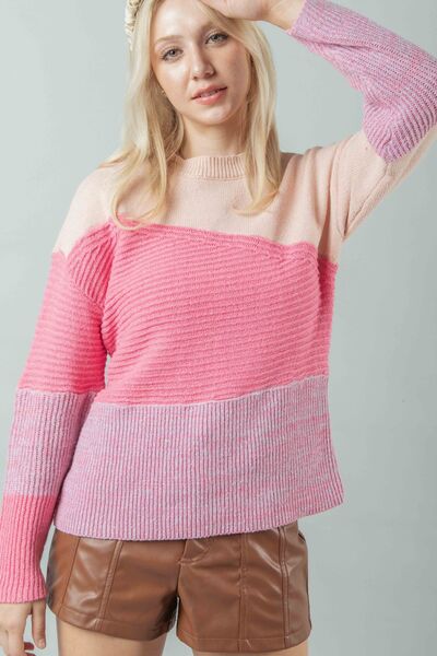 Jaclyn Retro Ribbed Color Block Sweater (S-L)