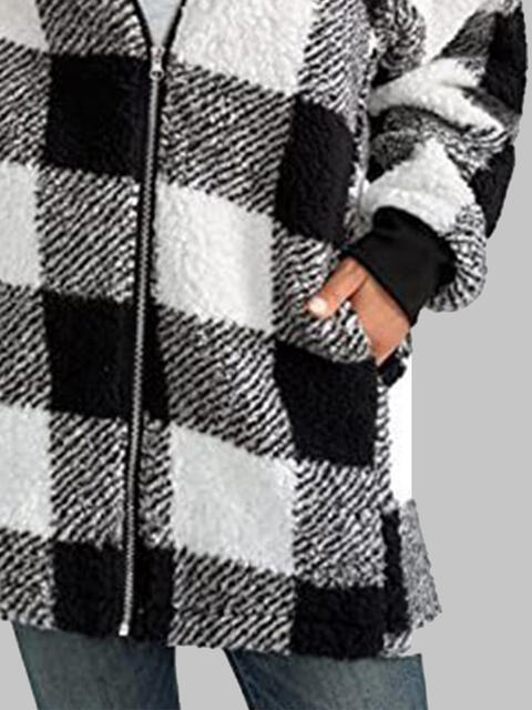ASPEN Plaid Zip-Up Fleece Hooded Jacket (S-2X)