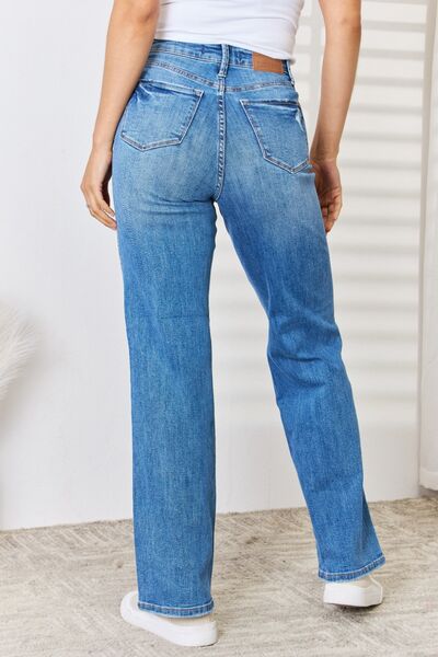 90s Style High Waisted Distressed Straight Leg Jeans (0-24W)