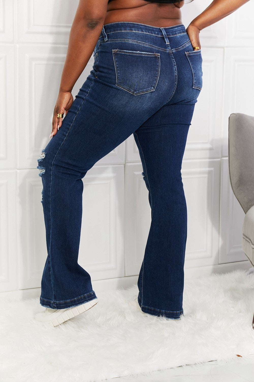 Reese Button Fly Flare Jeans (14W-22W)