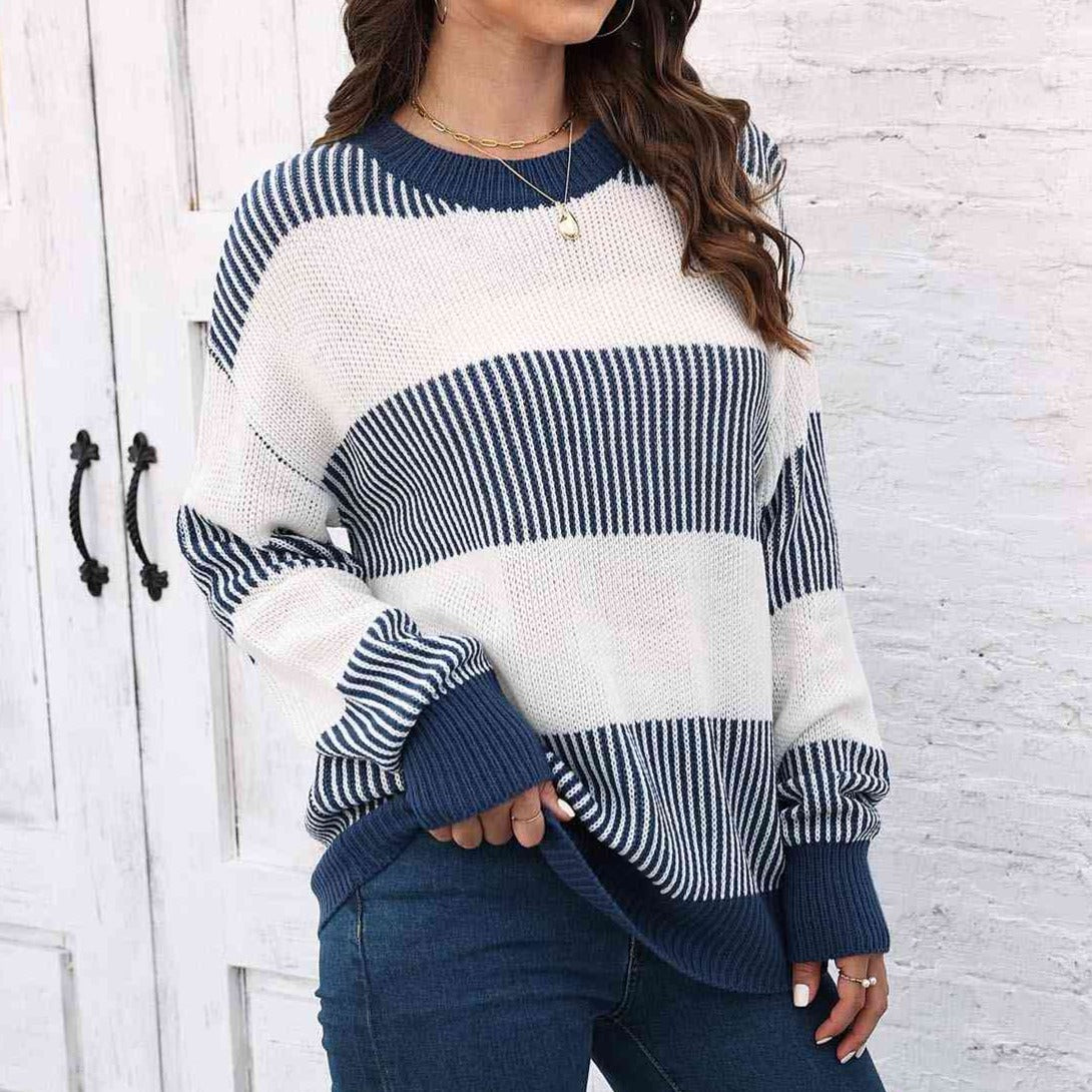 AMELIA Chunky Knit Striped Sweater