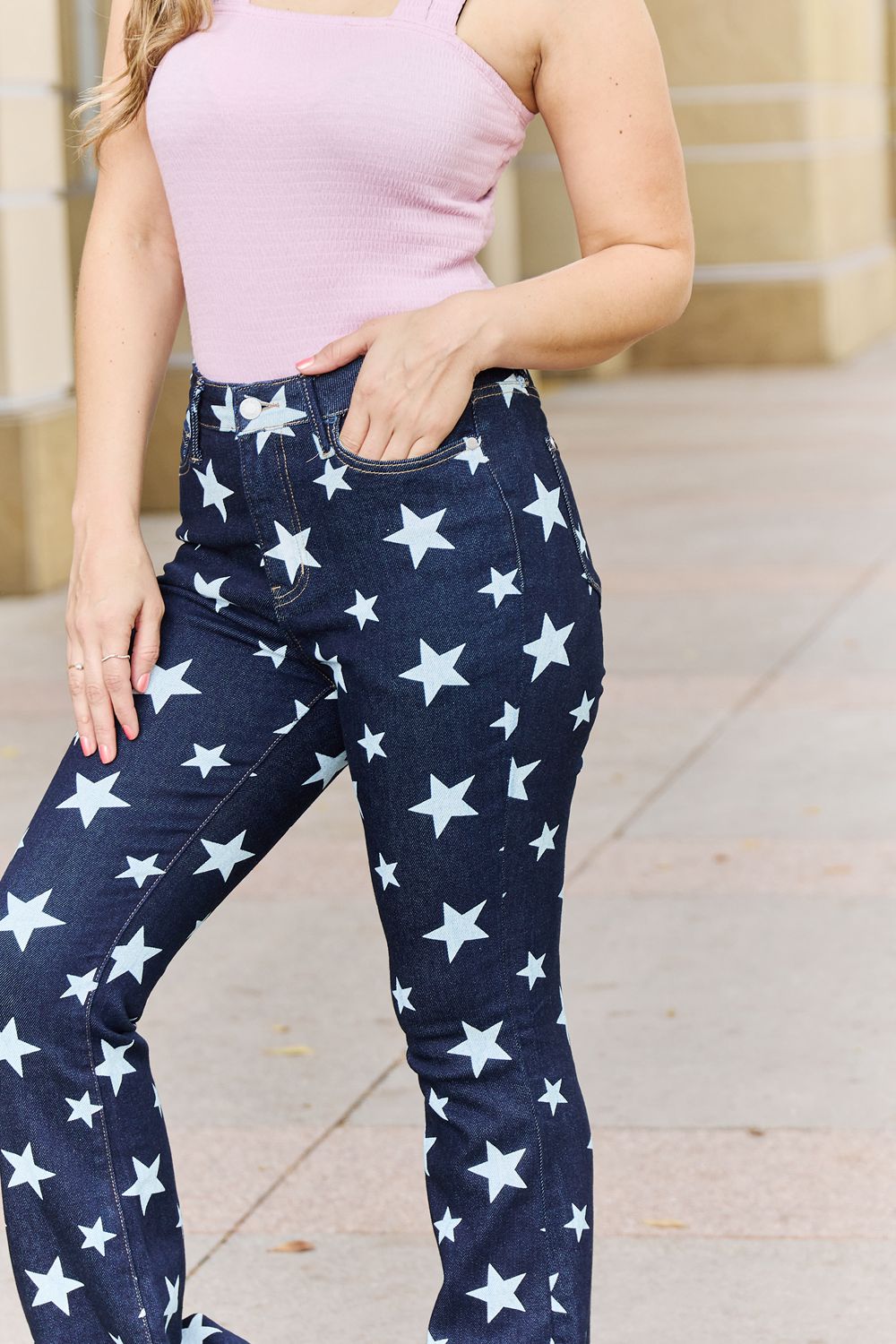 Janelle Star Print Flare Jeans (7-24W)
