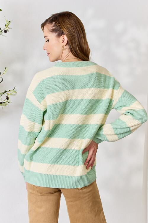 Pastel Striped Crewneck Sweater (S-3X)