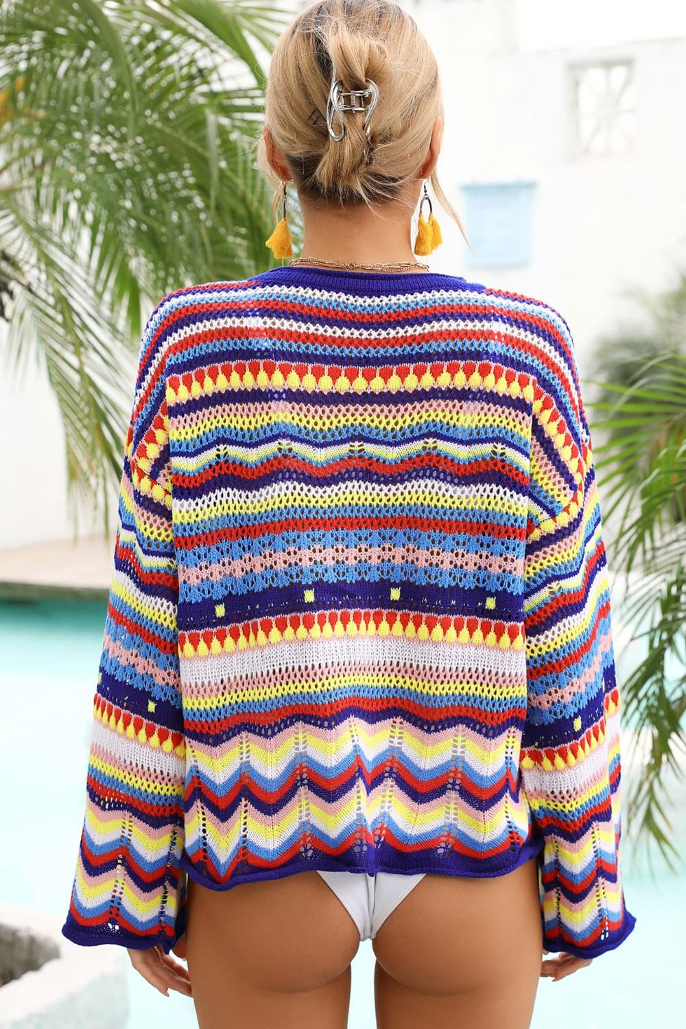 TURKS & CAICOS Retro Stripe Crochet Knit Cover-Up