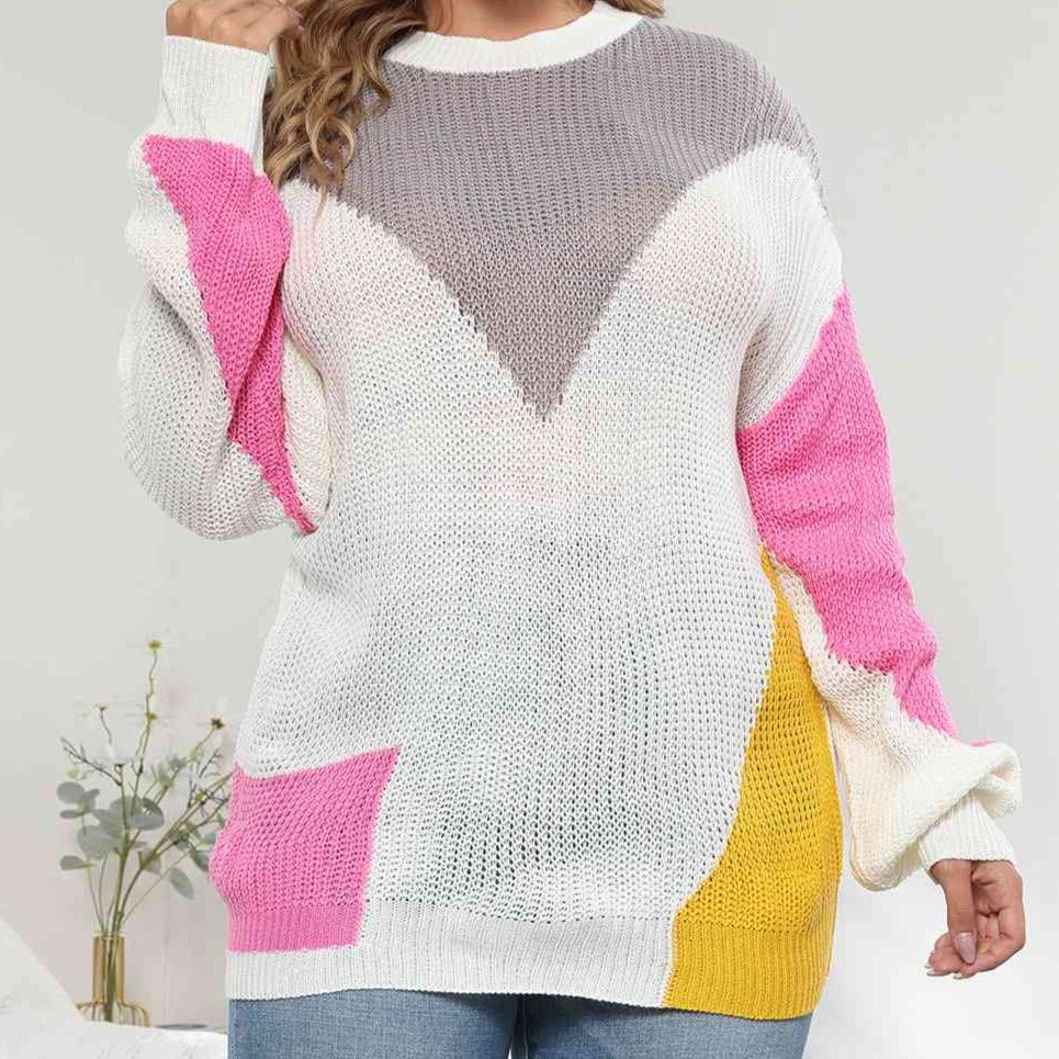SOPHIA Color Block Sweater (1X-4X)