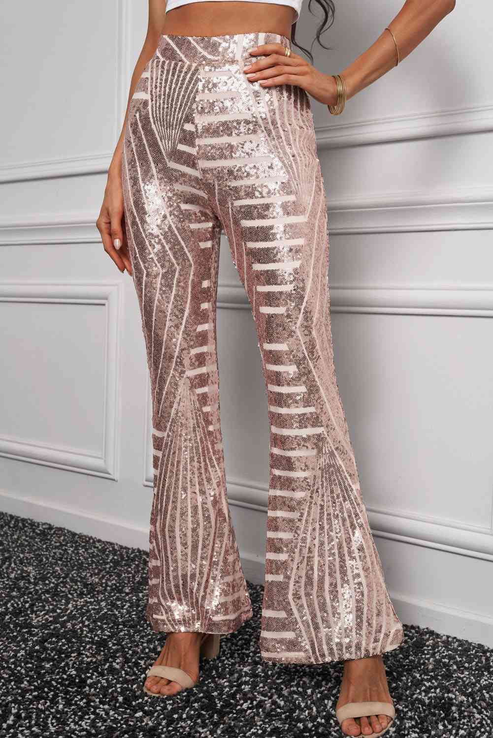 Sequined Flare Pants (S-2X)