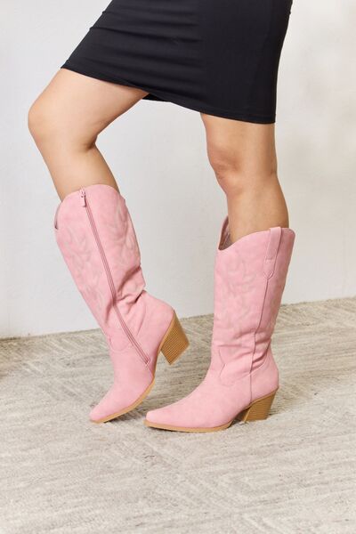 Pastel Pink Knee High Cowboy Boots (6-10)