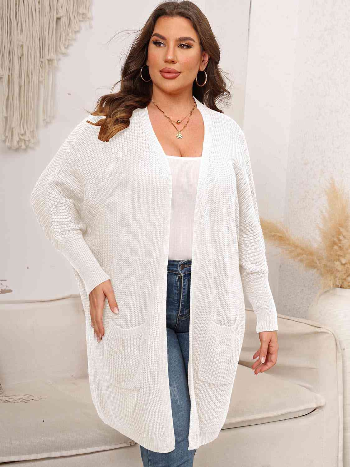 HARPER Open Front Cardigan With Pockets (1X-3X)