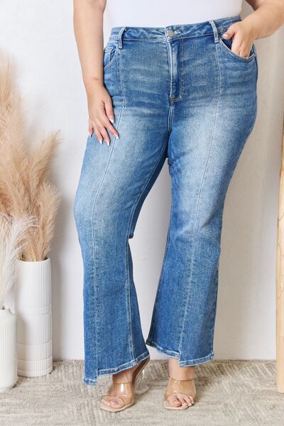 High Rise Asymmetrical Kick Flare Jeans (0-3X)