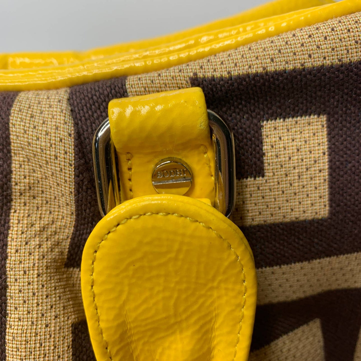 Y2K geometric pattern patent leather double handle satchel purse